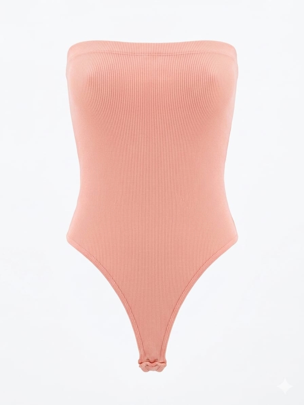 Strapless Ribbed Peach Bodysuit